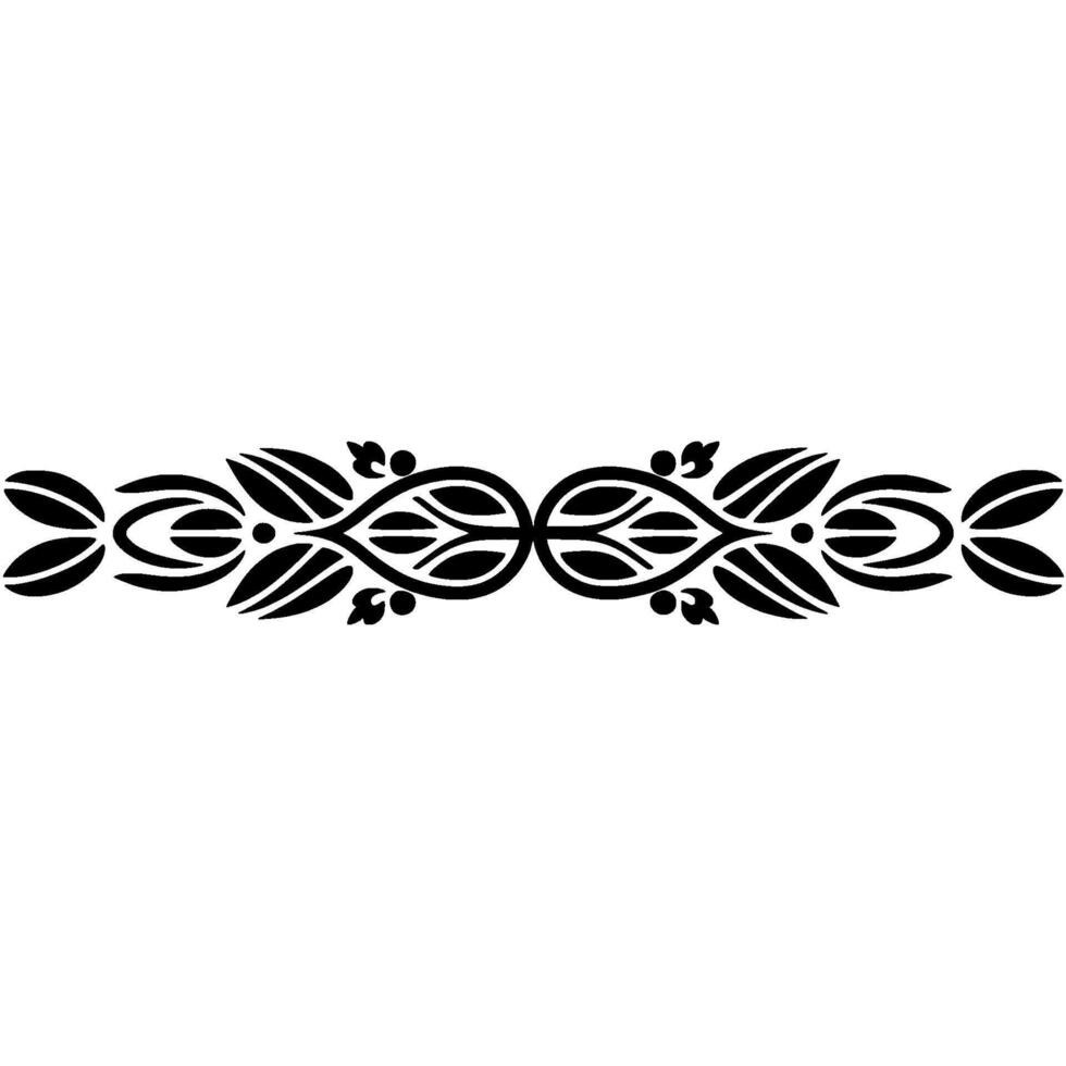 Elegant Black- Floral, Border- on, White Background vector