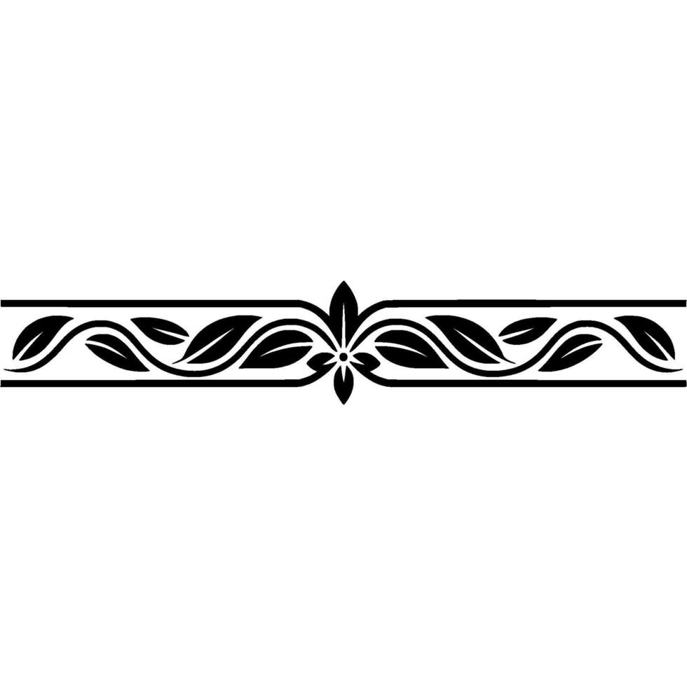 Elegant Black Leaf Border , Illustration, Minimalist, Decorative vector