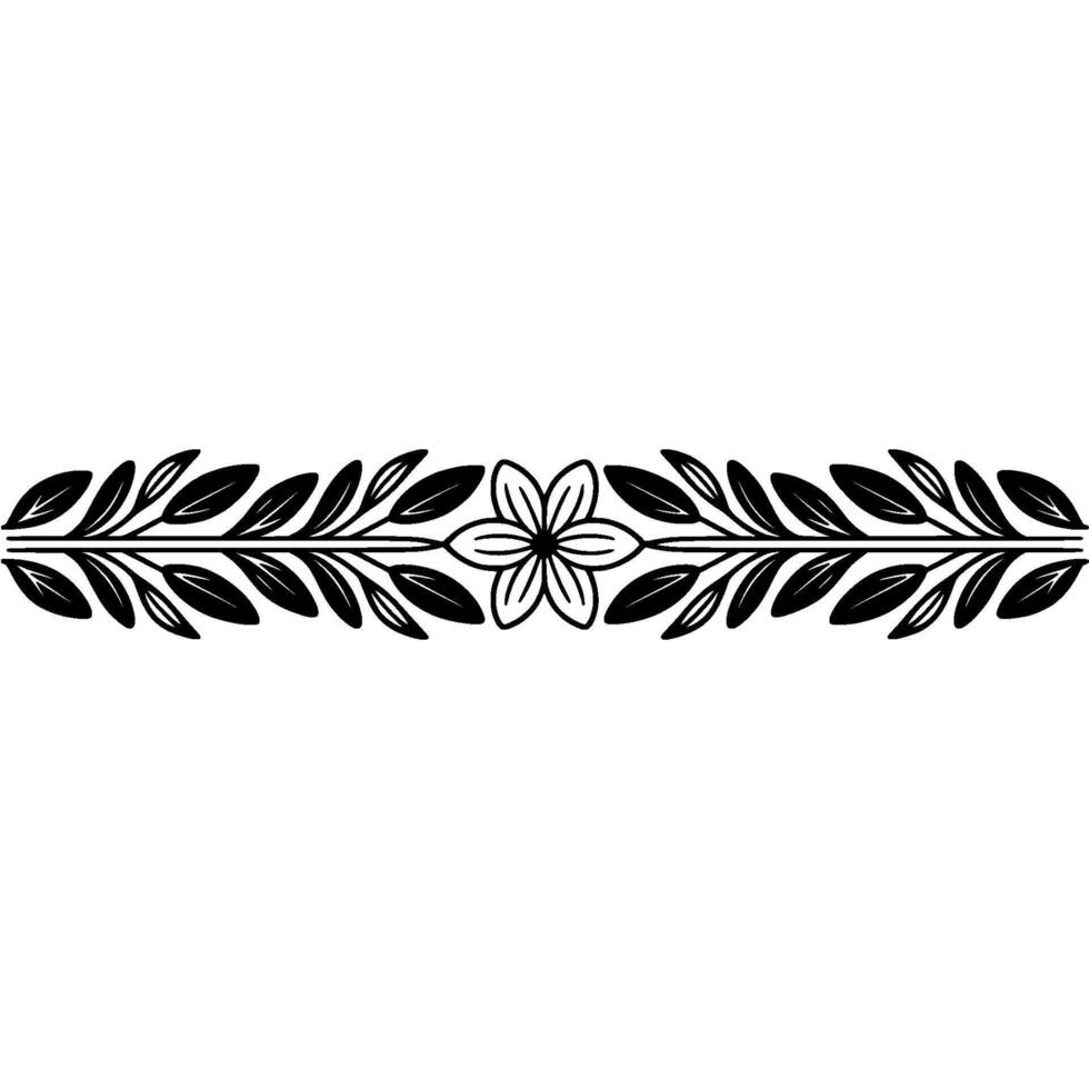 Elegant Floral Border- Ornament, Black and White vector