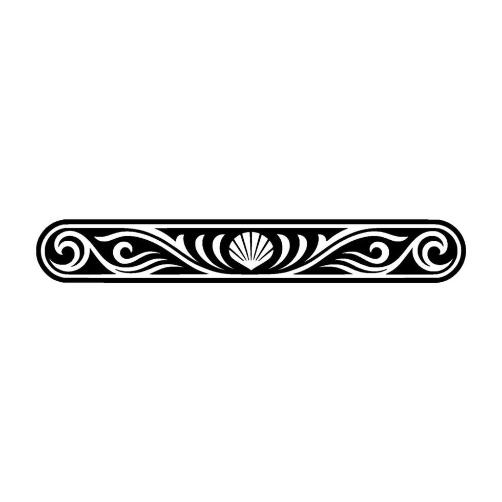 Elegant Black Scrollwork Border with Seashell Motif vector