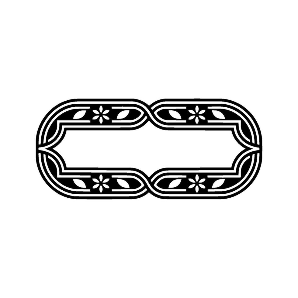Elegant Floral Frame Ornament, Geometric , Black on White, Decorative vector
