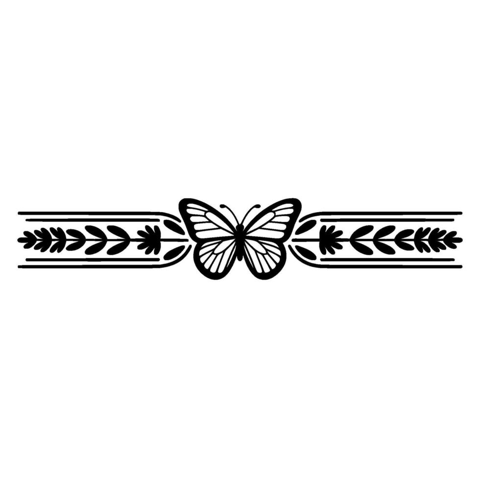 Elegant Butterfly Border , Black White vector
