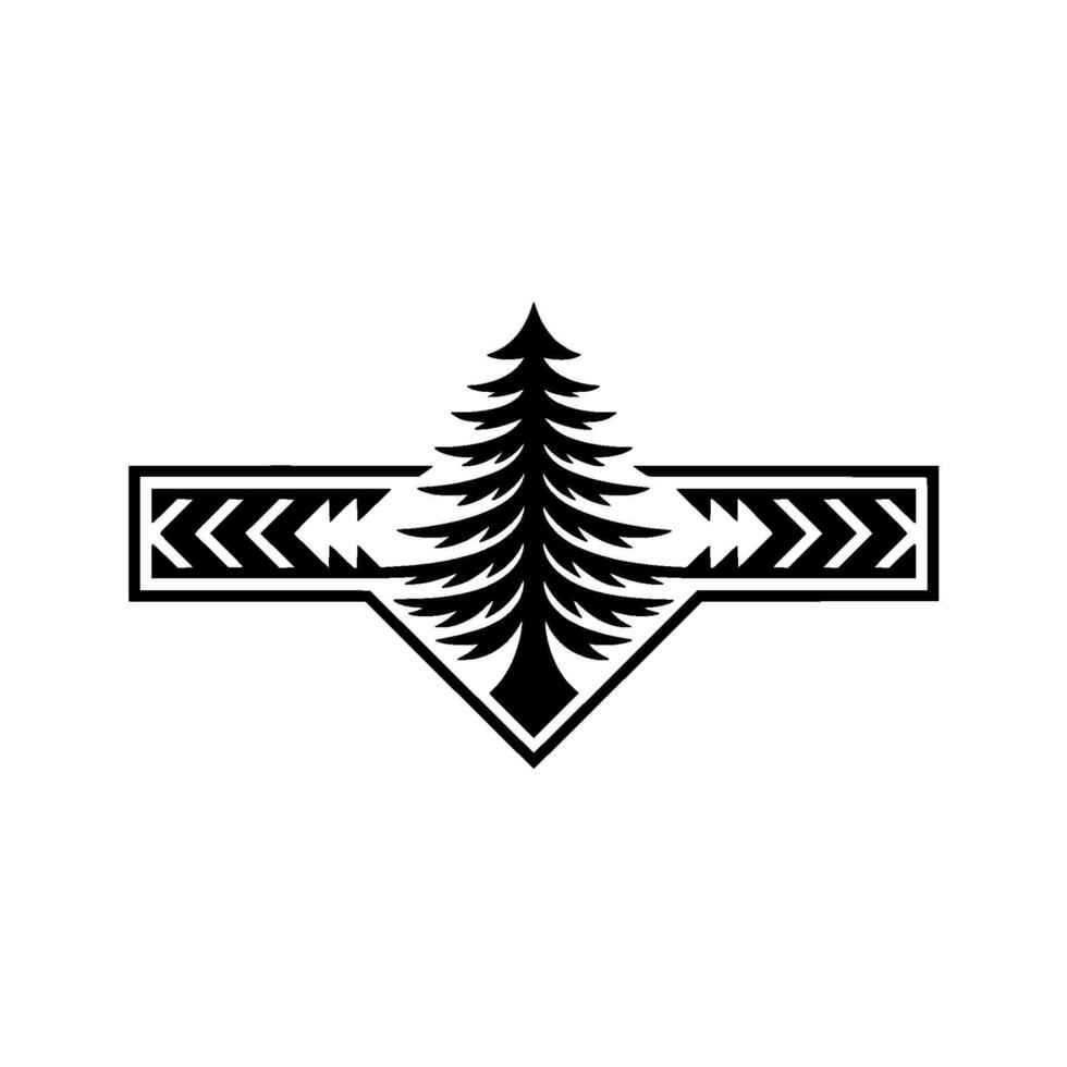 Modern Minimalist Pine Tree Emblem on White vector