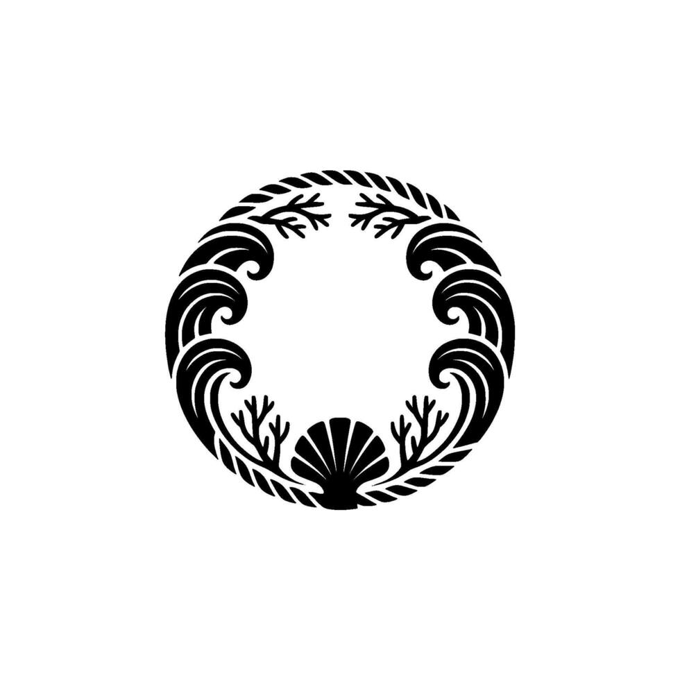 Elegant Sea-Inspired Circle Waves, Shell Foliage vector