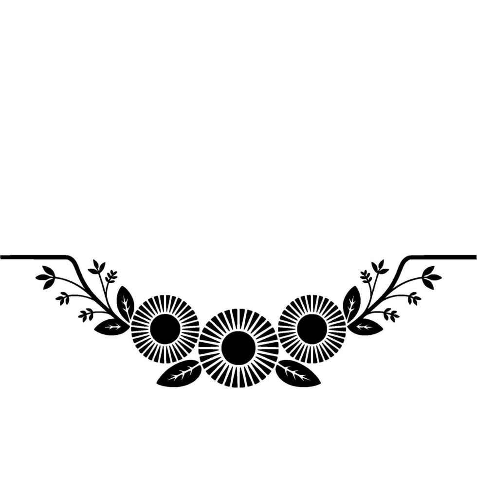 Minimalist Floral Border , Black and White, Abstract, Decorative Element vector