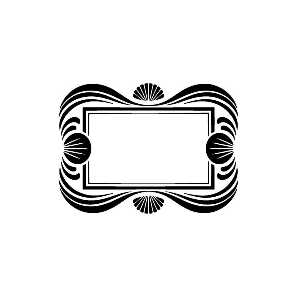 Elegant Art Deco Frame with Shell Accents on White vector