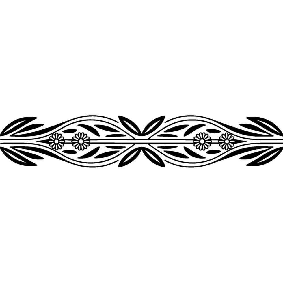 Floral Border Ornament Black and White, Elegant vector