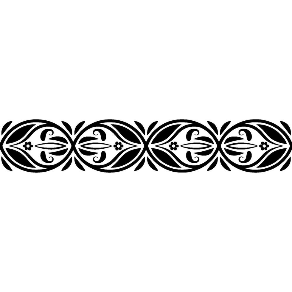 Elegant Black Floral Border-- on White Background vector