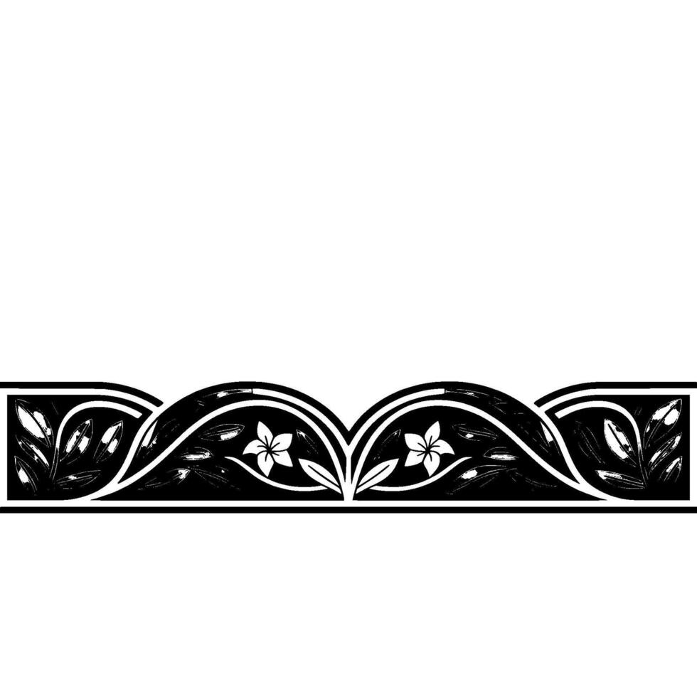 Art Nouveau Floral Border in Grayscale, Elegant Element vector