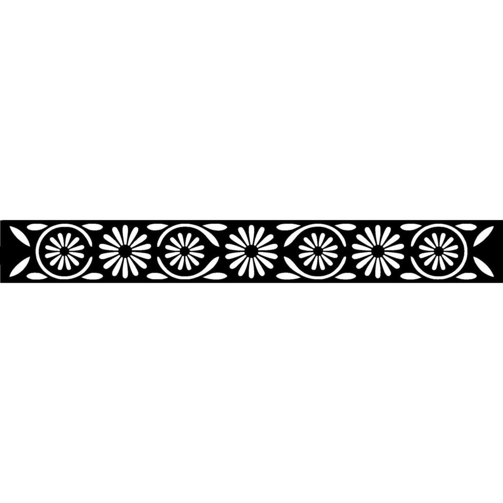 Decorative Black White Floral Border Seamless Pattern vector