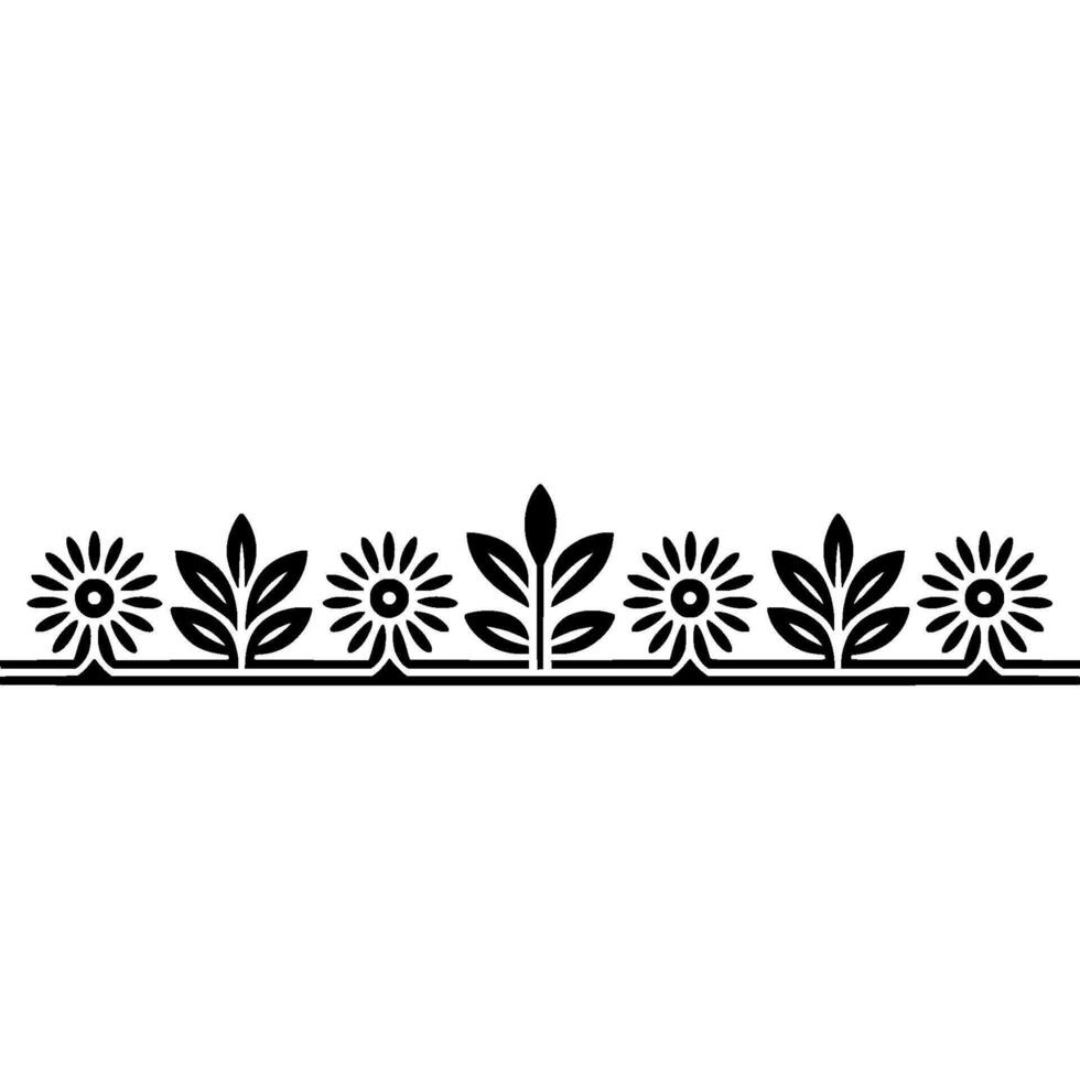 Floral Border, Minimalist Black and White Element vector