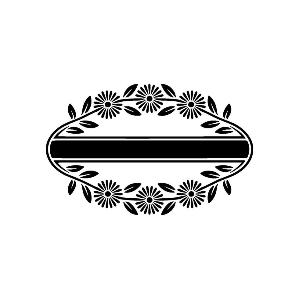 Minimalist Floral Frame Black and White Elegant vector