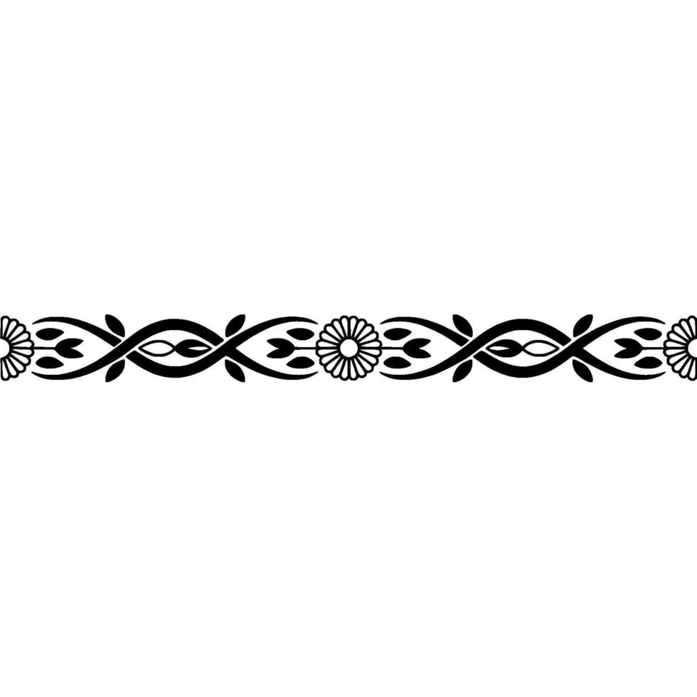 Elegant Floral, Border, in Black on White vector