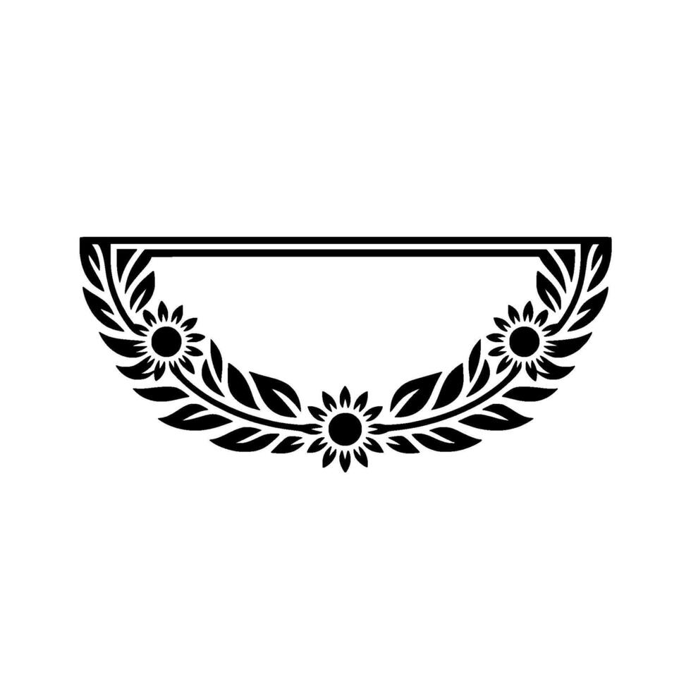 Floral Frame with Sunflowers and Leaves - Elegant Black White vector