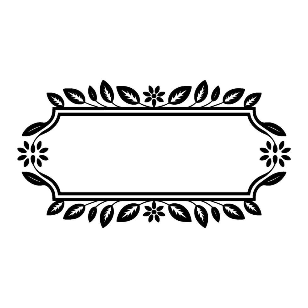 Elegant Floral Frame in Black and White Border, Invitation vector