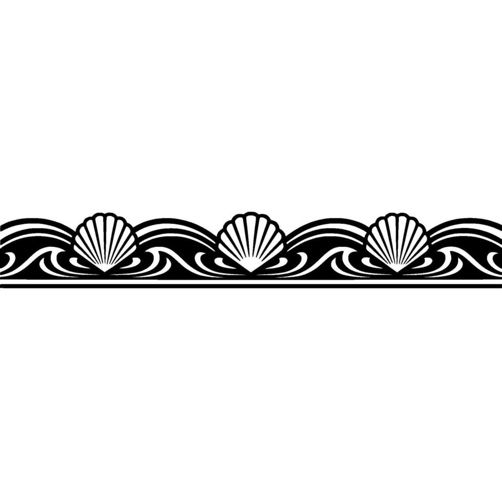 Stylized Black White Seashell Wave Border Element vector