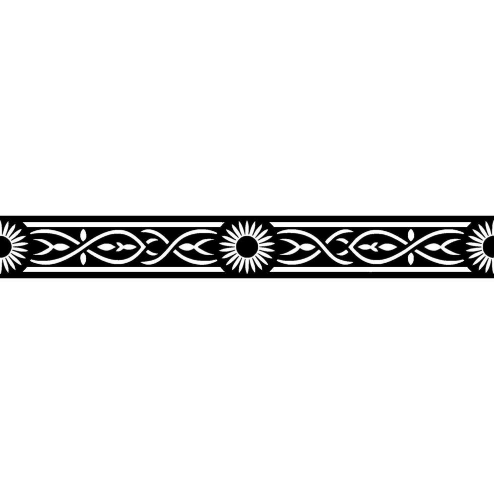 Ornate Black Border with Floral and Vine on White vector