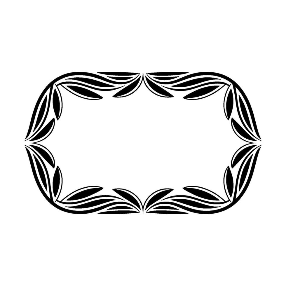 Elegant Black Leaf Frame on White Decorative Border, Ornamental Element vector
