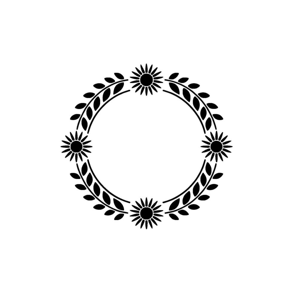 Floral Wreath - Black and White Circle Frame vector