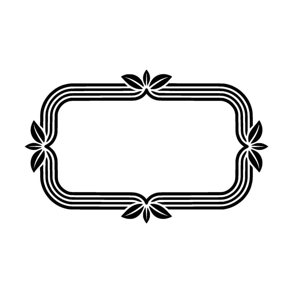 Elegant Black Floral Frame on, White, Minimalist Element vector
