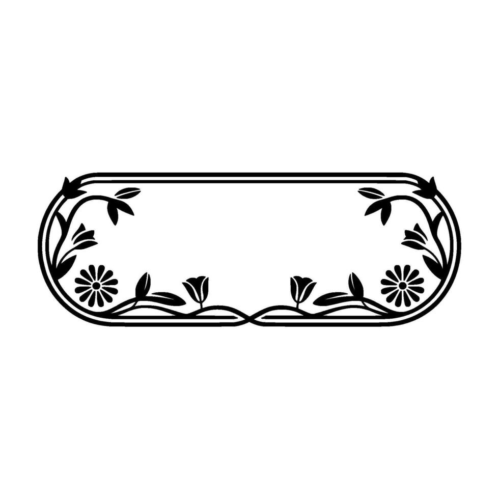 Elegant Floral Frame Black Silhouette on White vector