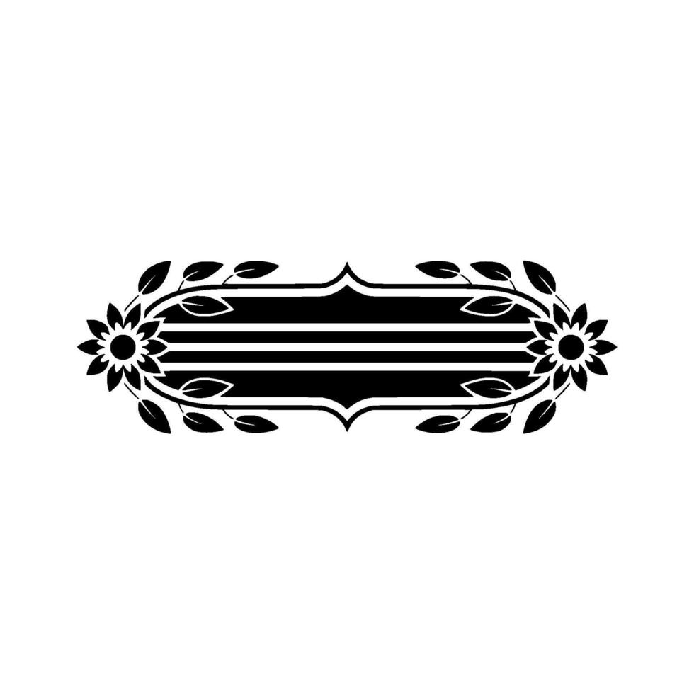 Elegant Floral Banner with Stripes, Black and White, Minimalist vector