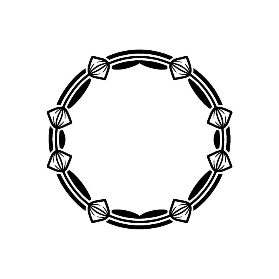 Elegant Black White Circular Frame - Geometric Decorative Element vector