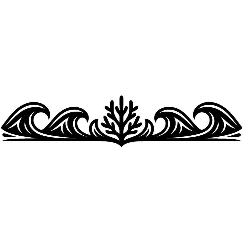 Minimalist Ocean Border Illustration Waves Coral vector