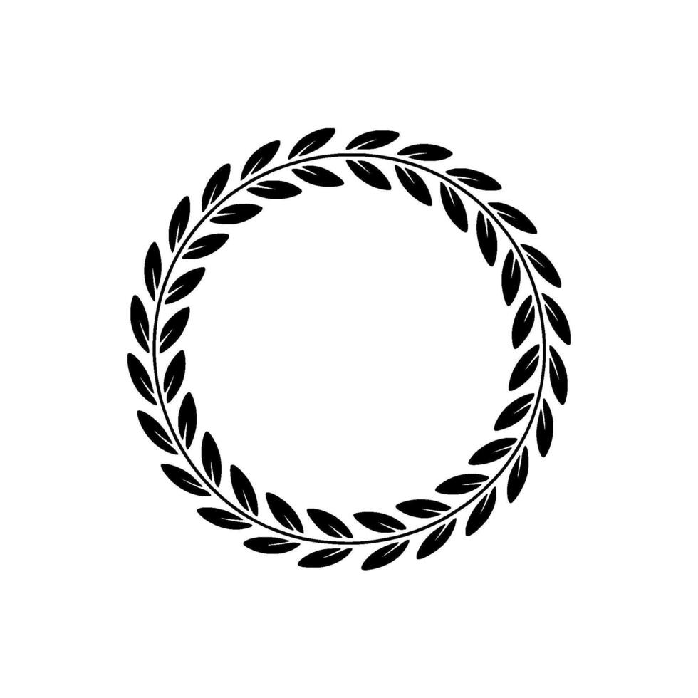 Elegant Black, Laurel Wreath on White, Minimalist vector