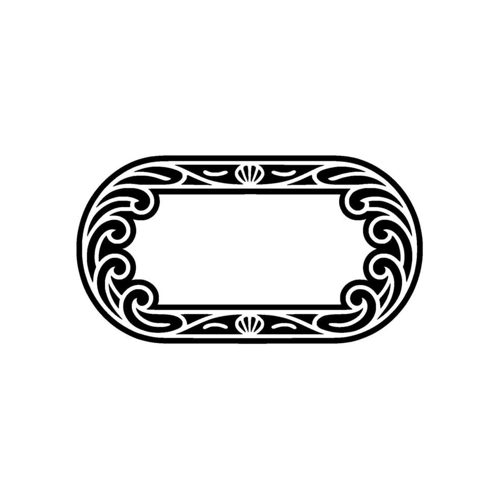Elegant Oval Frame with Swirls - Illustration, Decorative vector