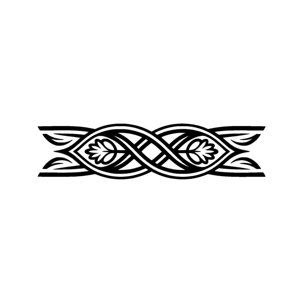 Ornate Black Celtic Border Element on White Background, Decorative vector