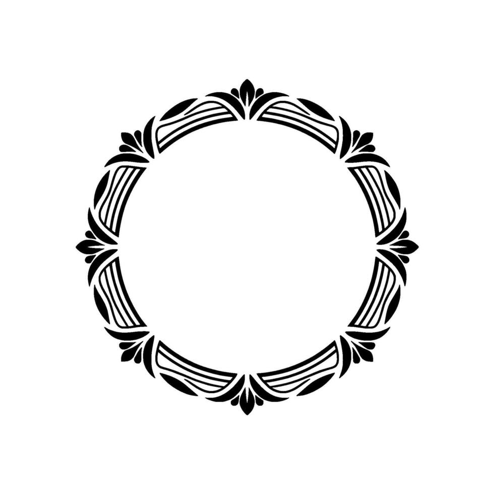 Elegant Black White Circular Frame, Ornamental , Illustration vector