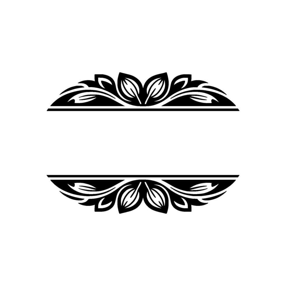 Elegant Floral Frame , Black and White, Decorative Border, Text Space vector