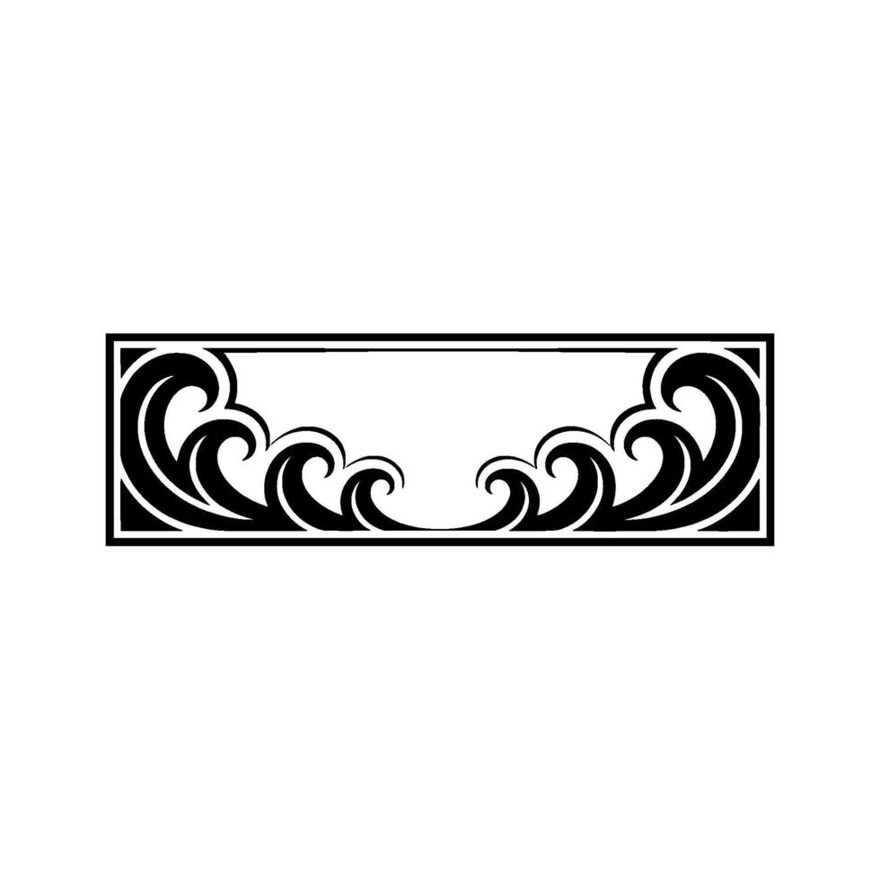 Art Deco Wave Frame Black White Minimalist vector