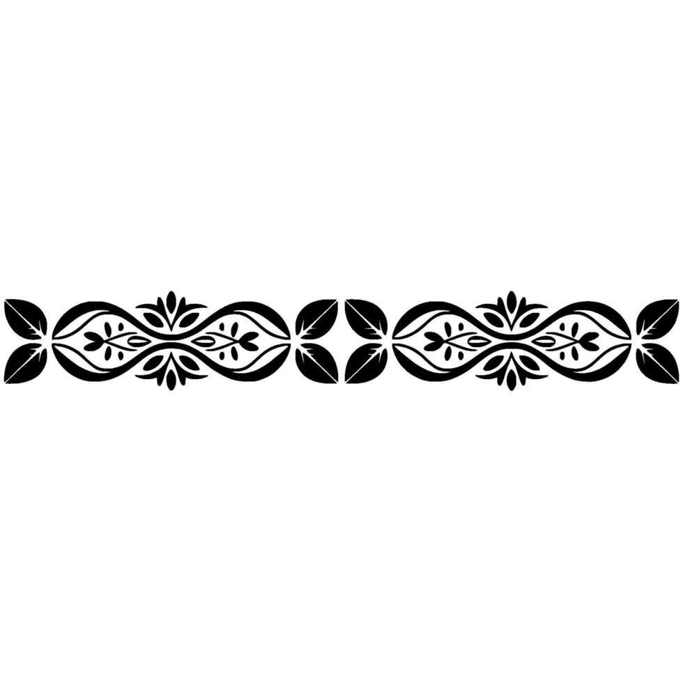 Elegant Black Floral- Border, on, White Background. vector