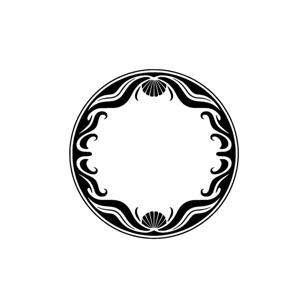 Art Nouveau Frame Elegant Black White Circular on Gray Background vector