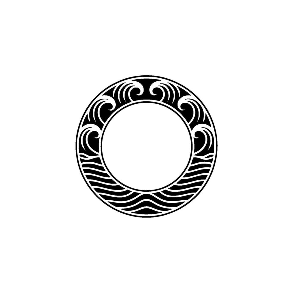 Elegant Wave Circle , Black and White Element vector