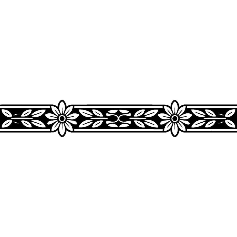 Elegant Floral Border , Minimalist, Black White Ornament vector