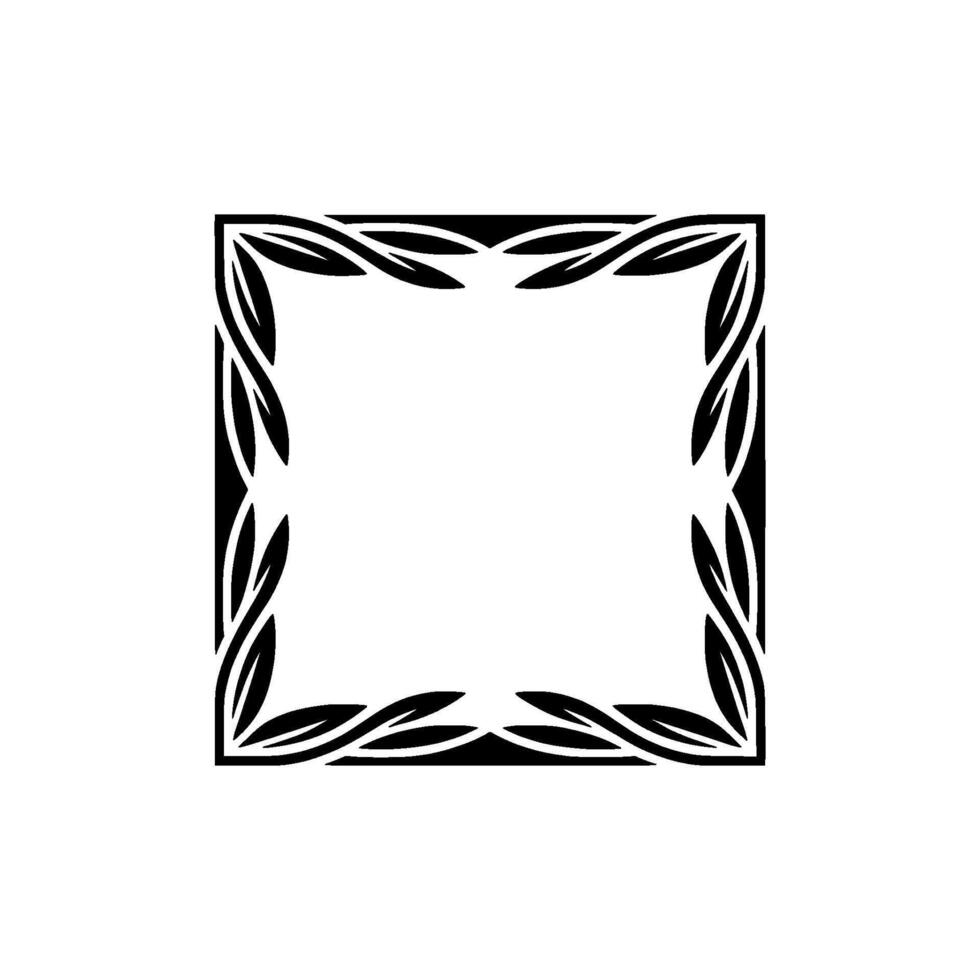Elegant Black Leaf Frame on Light Gray Background vector