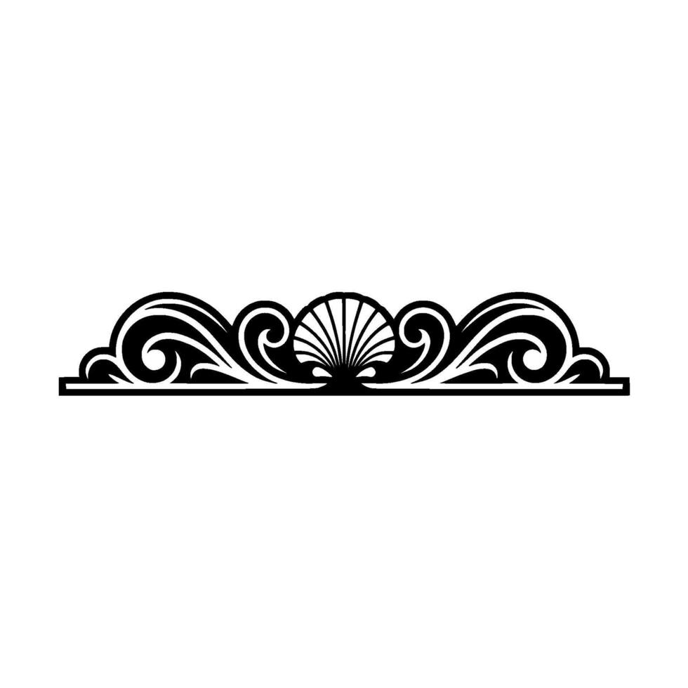Elegant Seashell Swirl Border, Black White , Decorative vector