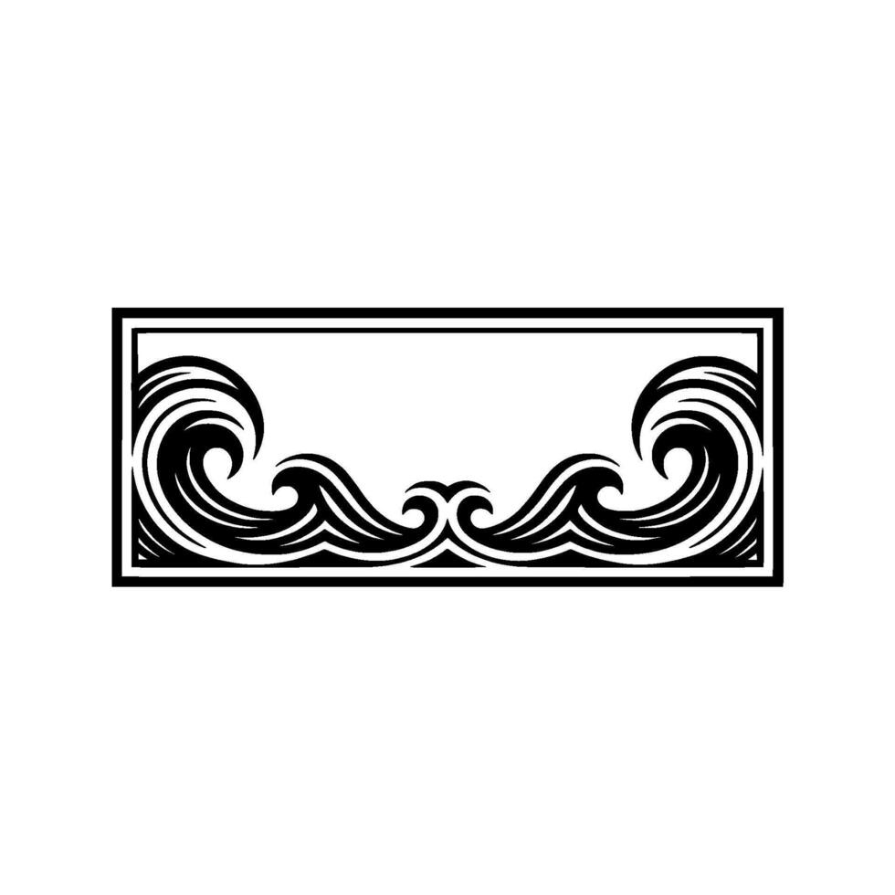 Elegant Wave Border Black White Frame vector
