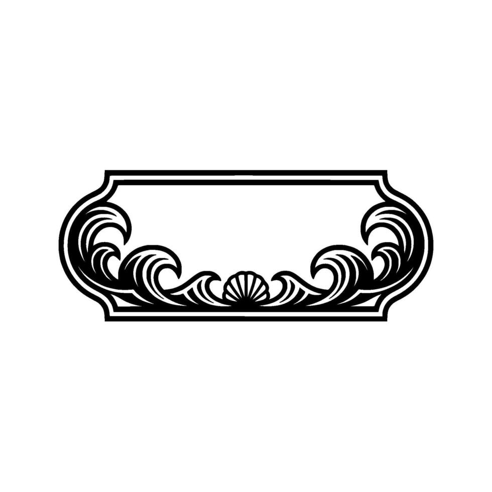Elegant Black and White Oceanic Frame , Decorative Border Element vector