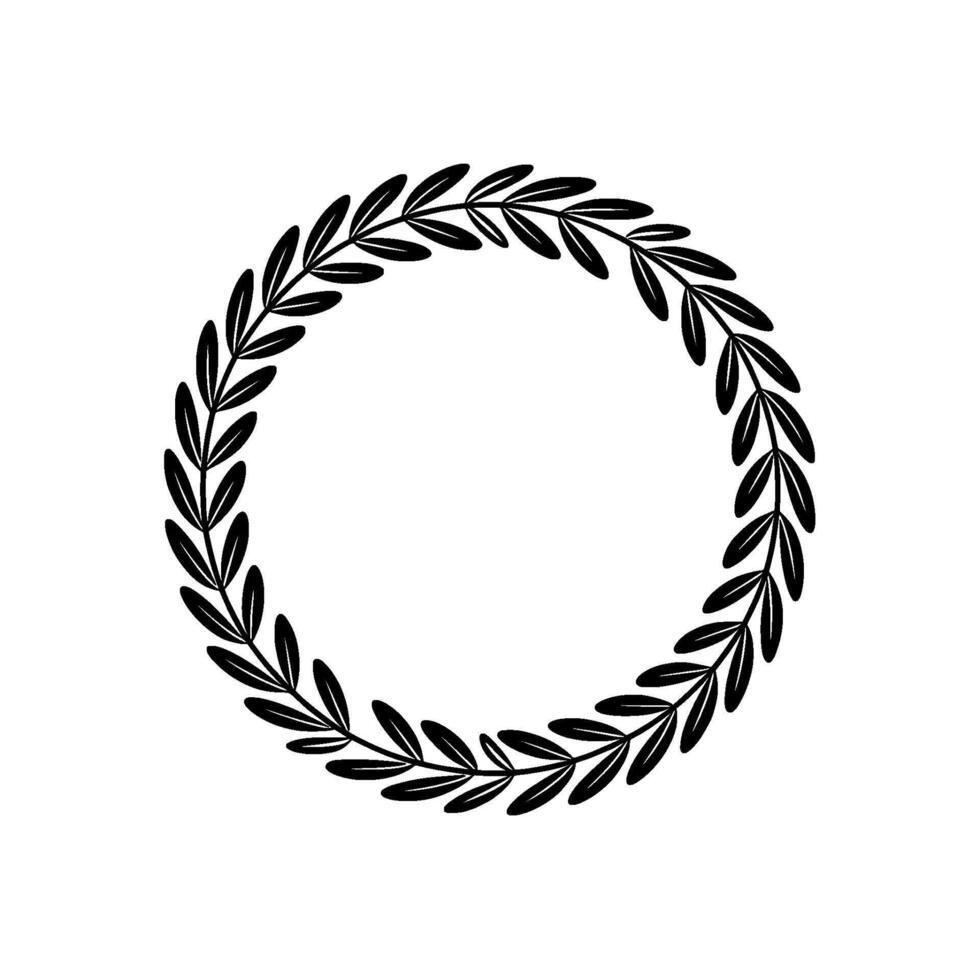 Minimalist Black Olive Leaf Wreath on White Background vector