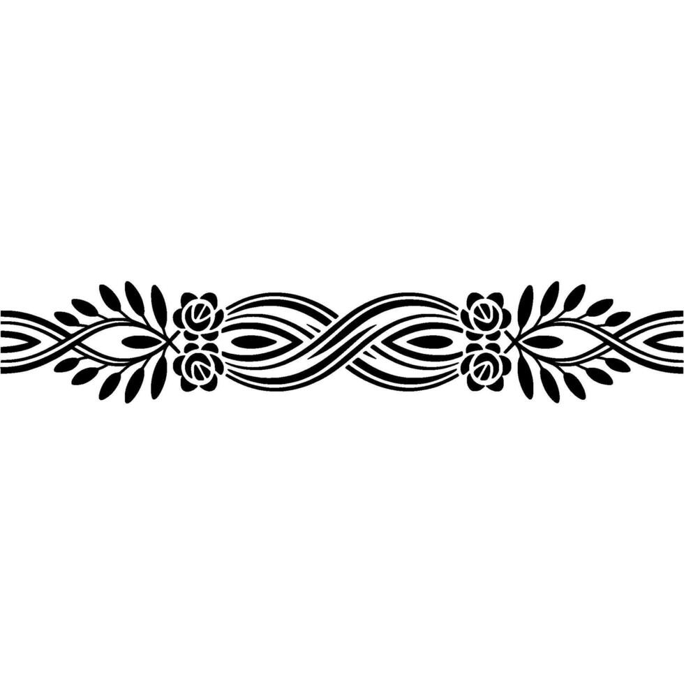 Elegant Black Floral, Border- on White- Background vector