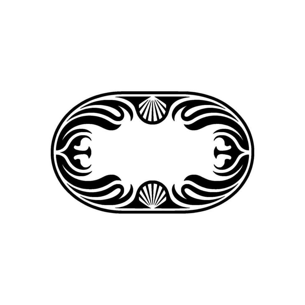 Art Deco Oval Frame Elegant Black and White vector