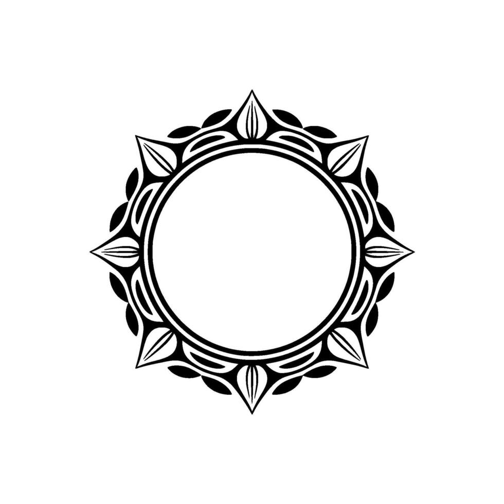 Elegant Black and White Ornamental Frame Circle , Geometric vector