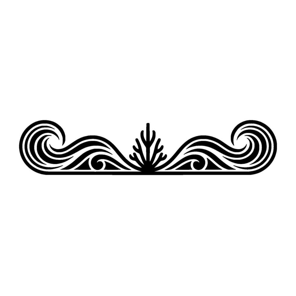 Decorative Black Border - Waves Abstract Tree vector