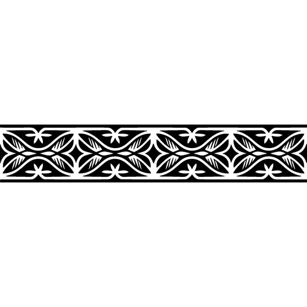 Monochrome Floral Border, Geometric , Ornamental Decor vector