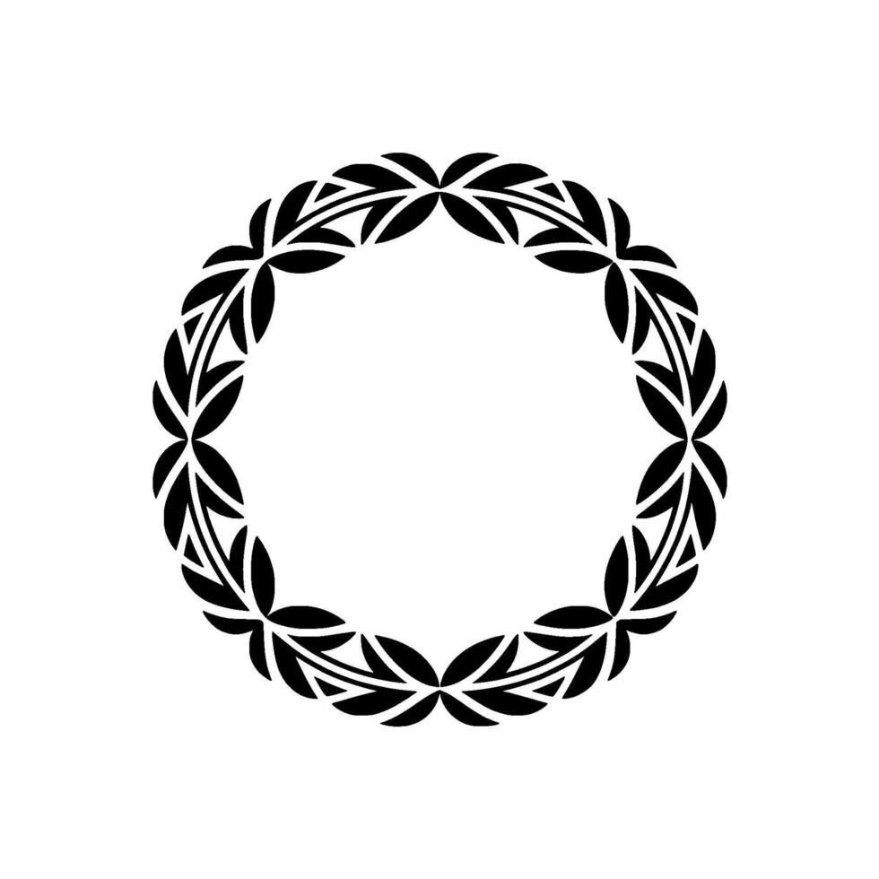 Elegant Black Leaf Wreath on White Background, Decorative Circle vector