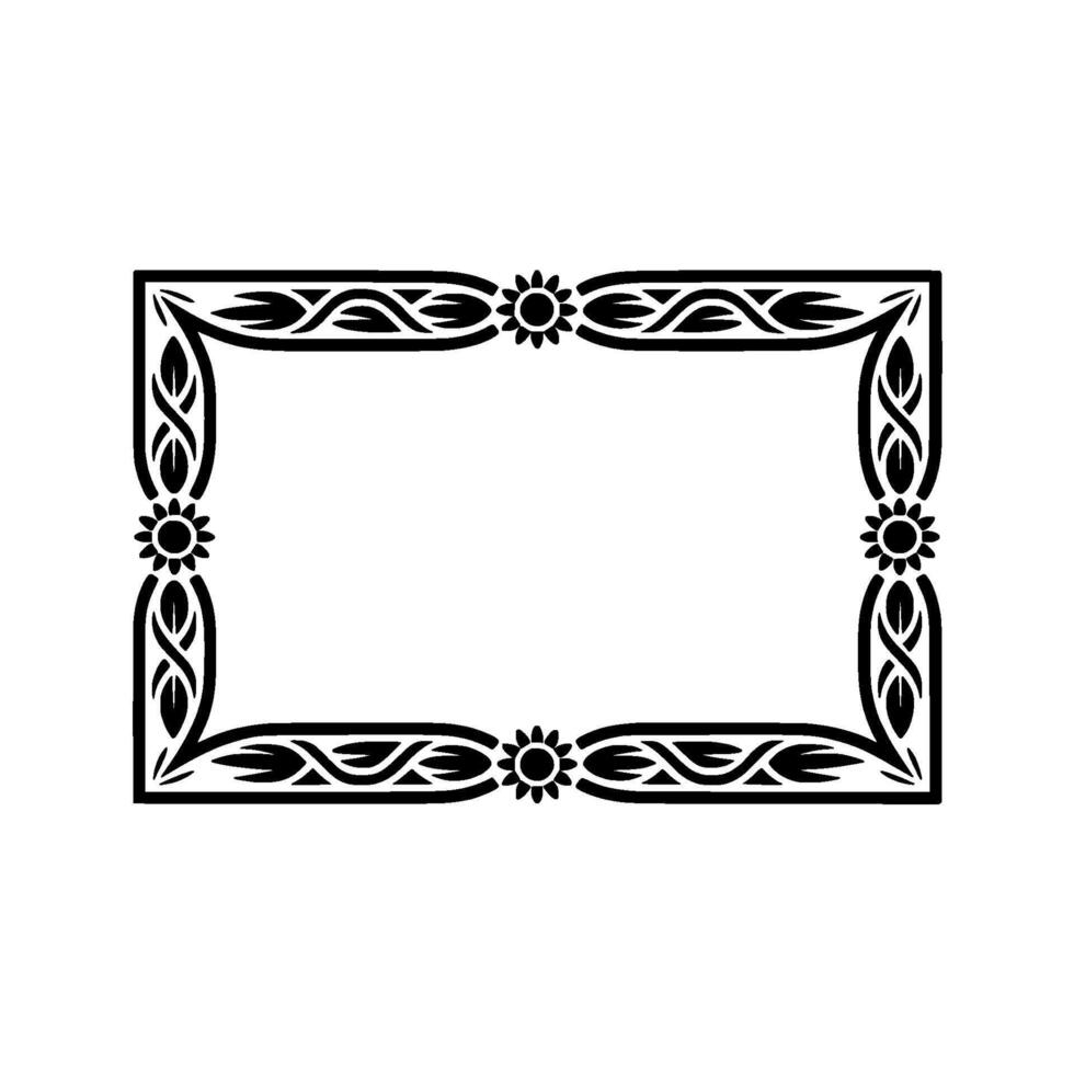 Ornate Black Frame with Floral and Leaf Details, Elegant Element vector